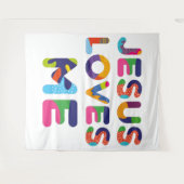 Jezus houdt van mij kleurrijke tekstkunst wandkleed (Voorkant (horizontaal))