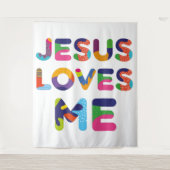 Jezus houdt van mij kleurrijke tekstkunst wandkleed (Voorkant)