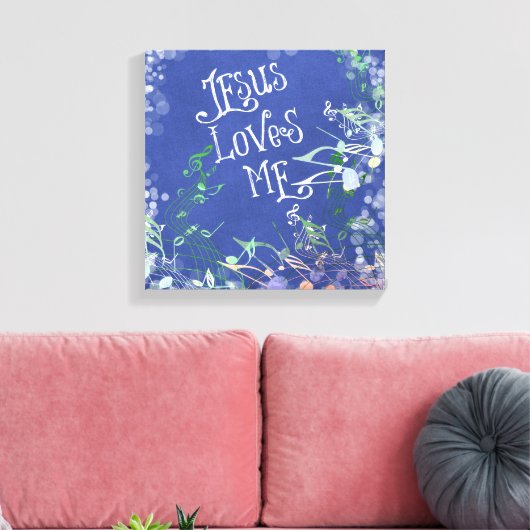 Jezus houdt van mij met Muzieknoten Canvas Afdruk (Insitu (Woonkamer))