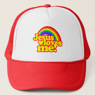 Jezus houdt van mij (met regenboog) trucker pet