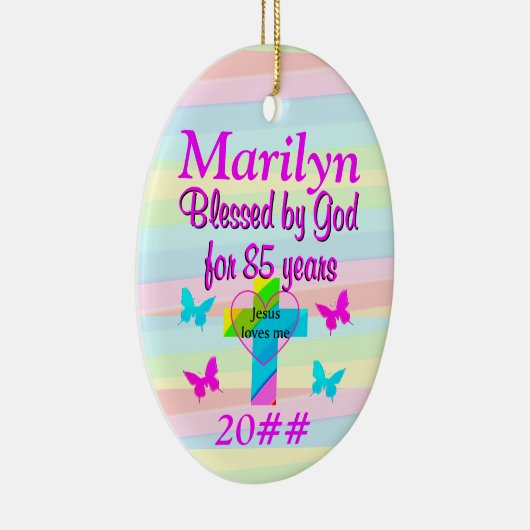 JEZUS HOUDT VAN MIJ PERSOONLIJK 85STE VERJAARDAG O KERAMISCH ORNAMENT (Rechts)