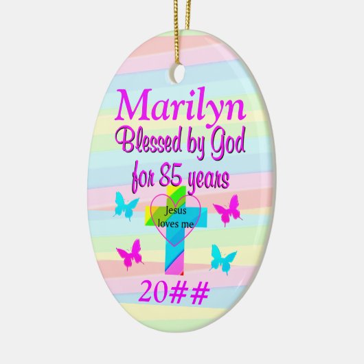 JEZUS HOUDT VAN MIJ PERSOONLIJK 85STE VERJAARDAG O KERAMISCH ORNAMENT (Links)