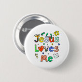 Jezus houdt van mij ronde button 5,7 cm (Voorkant /achterkant)