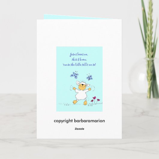 Jezus houdt van mij, schaap, wenskaart kaart (Achterkant)