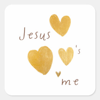 Jezus houdt van mij. Stickers moderne gouden harte