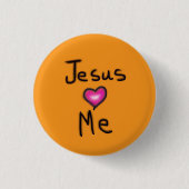 Jezus houdt van mijn roze hart ronde button 3,2 cm (Voorkant)