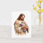 Jezus houdt van Moo Deng stuiterend varken Schatti Kaart (Gele Bloem)