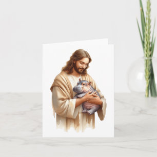 Jezus houdt van Moo Deng stuiterend varken schatti Kaart