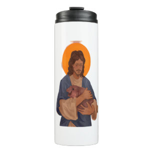 Jezus houdt van Moo Deng T-shirt Thermosbeker