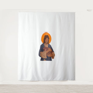 Jezus houdt van Moo Deng T-shirt Wandkleed
