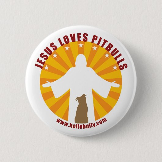 Jezus houdt van Pitbulls Pin Ronde Button 5,7 Cm (Voorkant)