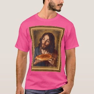 Jezus houdt van pizza renaissance kunst schilderij t-shirt