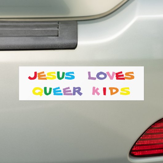 Jezus houdt van Queer Kinder Bumpersticker (Op auto)