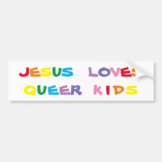 Jezus houdt van Queer Kinder Bumpersticker (Voorkant)