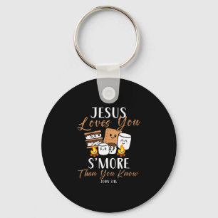 Jezus houdt van s'more christelijke kerk kampeerde sleutelhanger