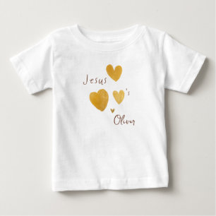 Jezus houdt van T-shirt met eigen naam voor baby,