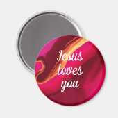 Jezus houdt van u aanpassen Quote Modern rood roze Magneet (Voorkant / Achterkant)