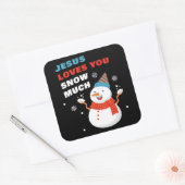 Jezus houdt van veel Christelijke kerst. Vierkante Sticker (Envelop)