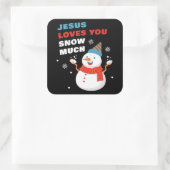 Jezus houdt van veel Christelijke kerst. Vierkante Sticker (Tas)