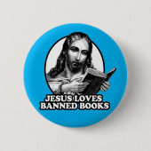 Jezus houdt van verboden boeken ronde button 5,7 cm (Voorkant)