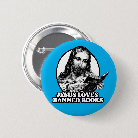Jezus houdt van verboden boeken ronde button 5,7 cm (Voorkant /achterkant)