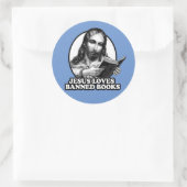 Jezus houdt van verboden boeken ronde sticker (Tas)