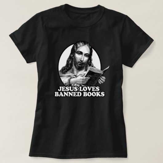 Jezus houdt van verboden boeken t-shirt (Design voorkant)