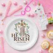 Jezus houten kruis Hij is paasvakantie Papieren Bordje (Feest)