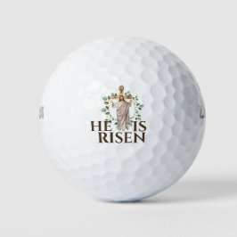 Jezus houten kruis Hij is verrezen Bijbelvers Golfballen