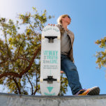 Jezus "Ik ben de Weg" Skateboard<br><div class="desc">Christelijk Skateboard met het bijbelse vers van John 14:6 Jezus vertelde hem: "Ik ben de weg, de waarheid en het leven. Niemand kan naar de Vader komen, behalve door mij." De verzen zijn in blauwe pastelkleuren en in gemengde kalligrafie en minimalistische typografie. Dit trendy, moderne geloof ontwerp is het perfecte...</div>