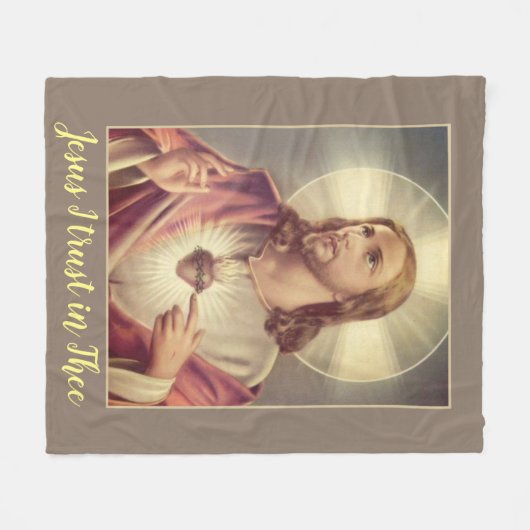 Jezus, ik vertrouw op het heilige hart fleece deken (Voorkant (Horizontaal))