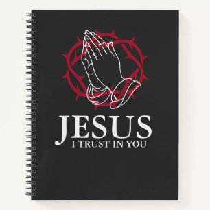 Jezus Ik Vertrouw Op Jou Biddende Handen & Kroon Notitieboek