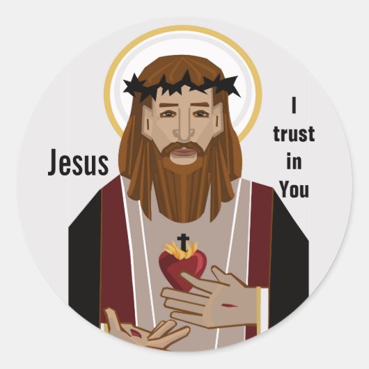 Jezus, ik vertrouw op jou ronde sticker (Voorkant)