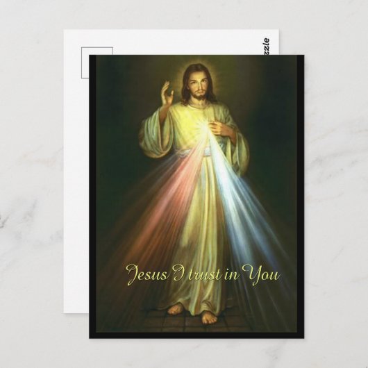 Jezus, ik vertrouw op jullie goddelijke genie Reli Briefkaart (Voorkant / Achterkant)