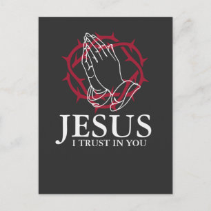 Jezus Ik Vertrouw Op U Biddende Handen Doornenkroo Uitnodiging Briefkaart