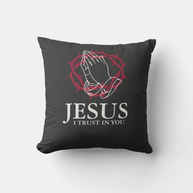 Jezus Ik Vertrouw Op U Biddende Handen & Kroon Kussen (Voorkant)