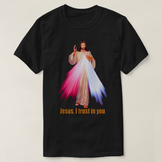 Jezus, ik vertrouw op U Goddelijk Barmhartig Afbee T-shirt (Design voorkant)