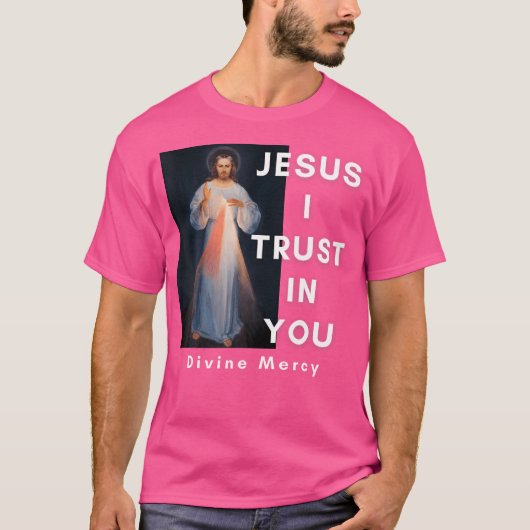 Jezus, ik vertrouw op U, Goddelijke Barmhartigheid T-shirt (Voorkant)