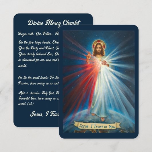 Jezus, ik vertrouw op U, Rozenkrans van de Goddeli Kaart (Voorkant / Achterkant)