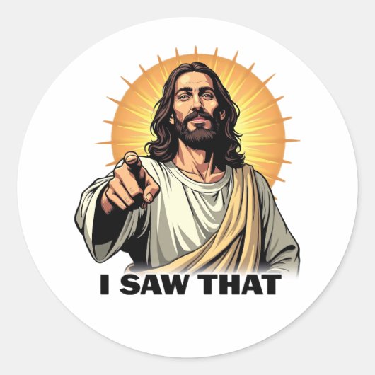 Jezus – Ik zag dat (en u weet het) Ronde Sticker (Voorkant)