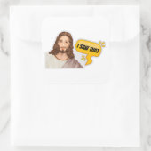 Jezus, ik zag dat vierkante sticker (Tas)