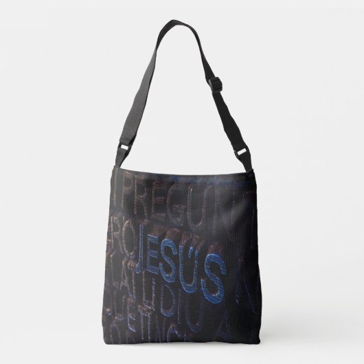Jezus in Blue Stone Christelijke God Love Crossbody Tas (Achterkant)