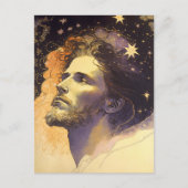 Jezus in de Cosmos door Mucha AI Generated Art Briefkaart (Voorkant)