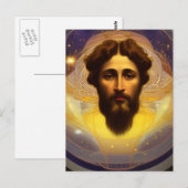 Jezus in de Cosmos door Mucha AI Generated Art Briefkaart (Voorkant / Achterkant)