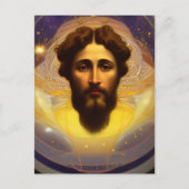 Jezus in de Cosmos door Mucha AI Generated Art Briefkaart (Voorkant)
