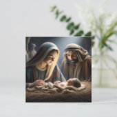 Jezus in de kribbe | Kerst van de godsdienst Kaart (Staand voorkant)