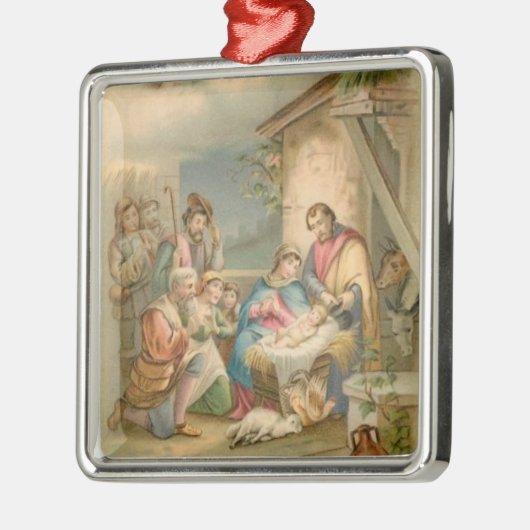 Jezus in de Manger Metalen Ornament (Links)