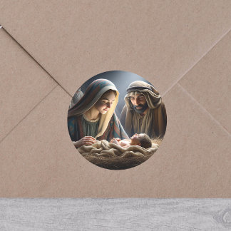Jezus in de Manger Ronde Sticker