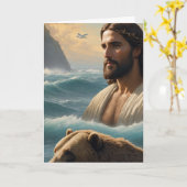 Jezus in de oceaan met een beer kaart (Gele Bloem)
