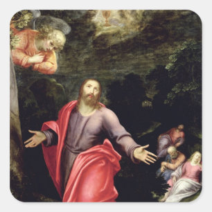 Jezus in de tuin der olijven, c.1590-95 vierkante sticker